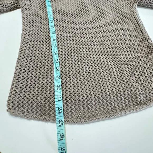 C&C California Fisherman Open Knit Sweater Top Women S Tan Beach Vacation Cruise - Picture 11 of 12